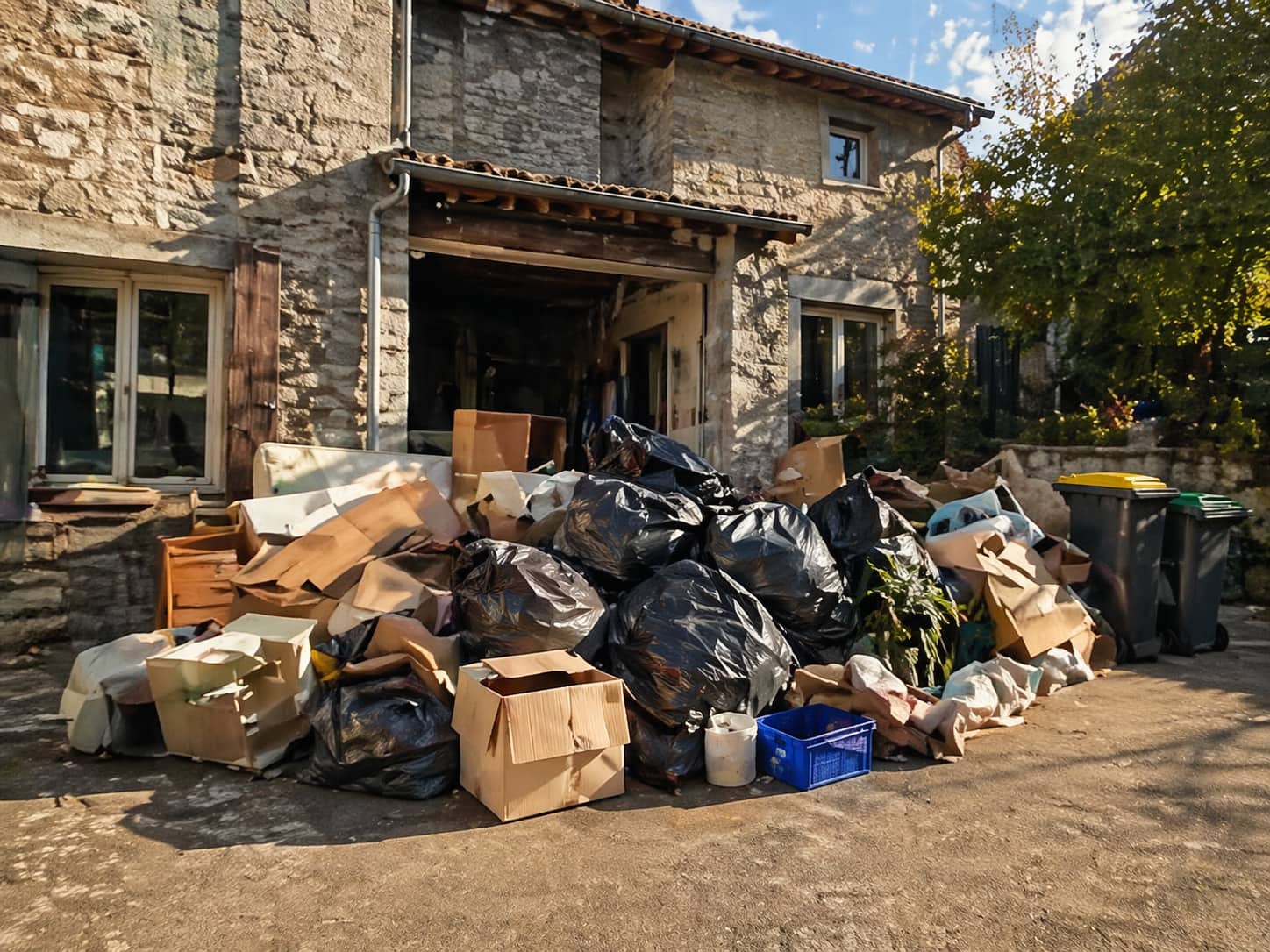 Évacuation de gravats à Decazeville après chantier